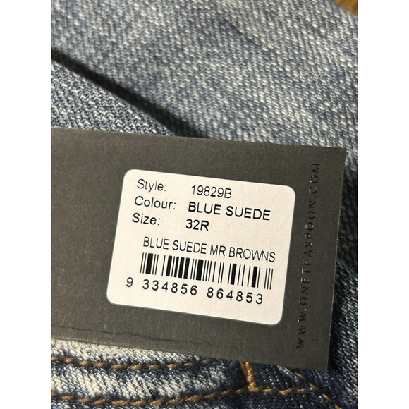 NWT Man X One Teaspoon 32R Mr Browns Blue Suede Paint Splatter Distressed Jeans - Picture 10 of 10